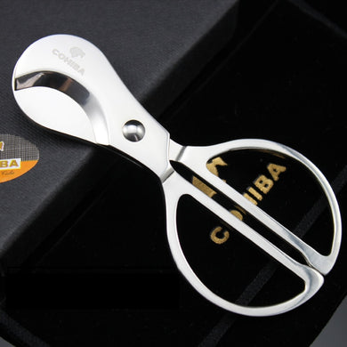 Free Shipping 1pcs Cohiba Stainless steel Silver Scissor Cigar Cutter
