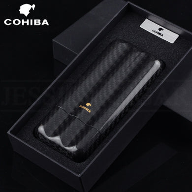 COHIBA Black Carbon Fiber Gloss Cigar Case Box 3