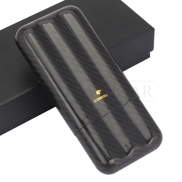 COHIBA Black Carbon Fiber Gloss Cigar Case Box 3